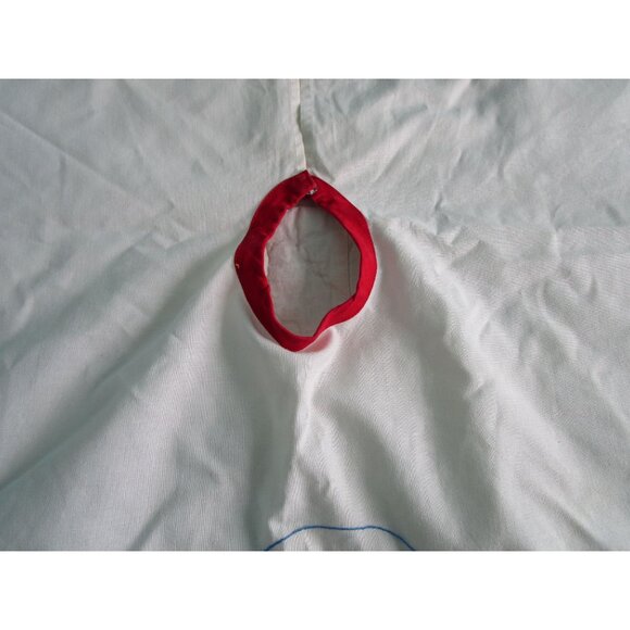 Vintage Anns Christmas Tree Skirt Santa Cat Applique Design Cotton GUC Faded - Picture 8 of 16